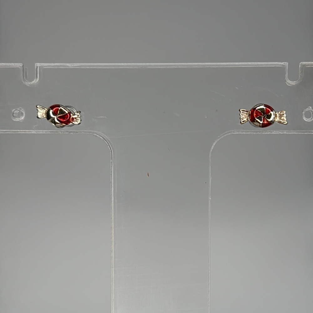Red and Silver Stud Earrings with Classic Design